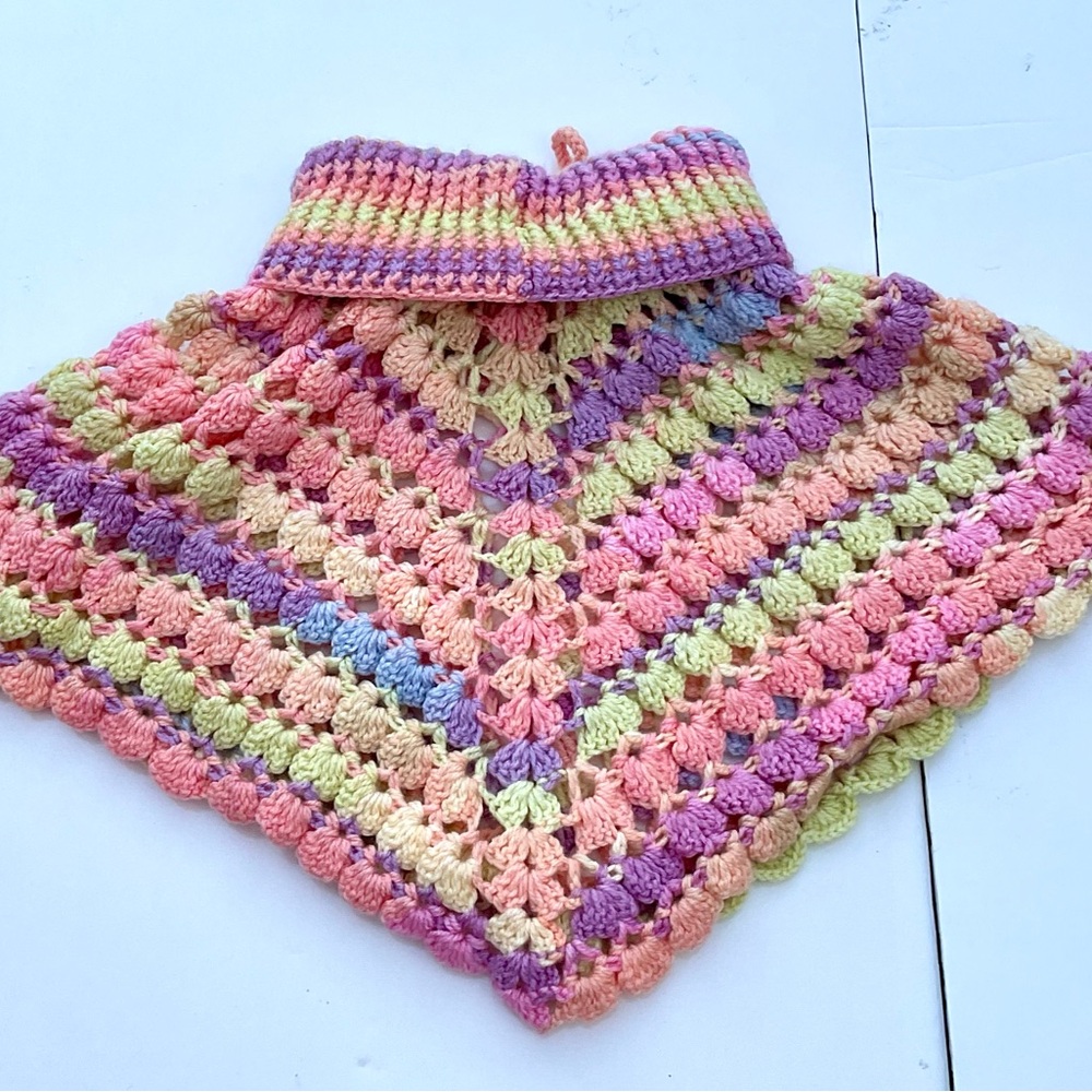 Colorful Knit Kids Poncho